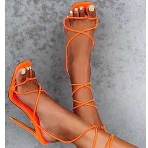 Orange Lace up heel
